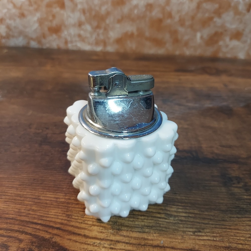 Vintage White Milk Glass Hobnail Table Lighter Mid Century Modern Decor 3.5x2.5